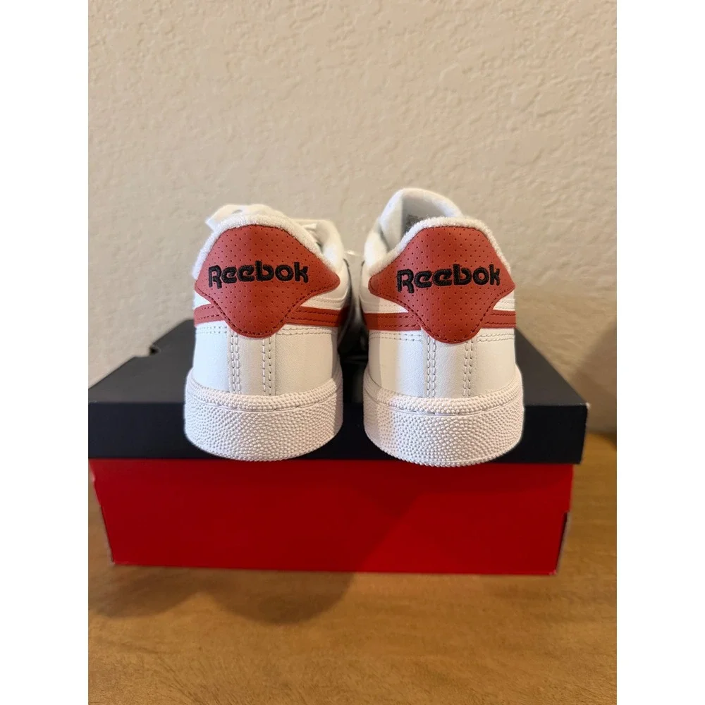 Reebok Club C Revenge Women Size 8 Tennis White Red Leather Low Top Sneakers